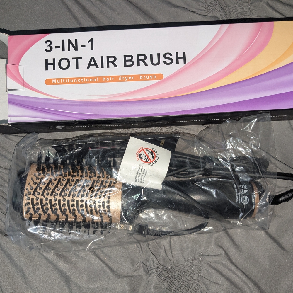 3-in-1 Hot Air Brush - Black and Tan